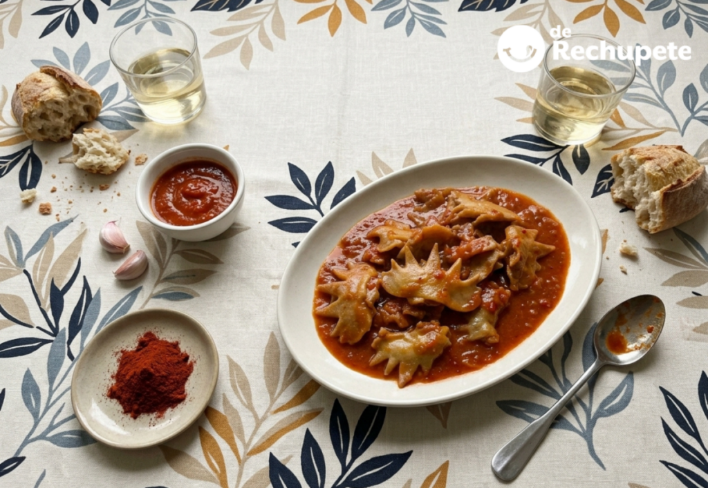 Crestas de gallo guisadas con salsa de pimentón
