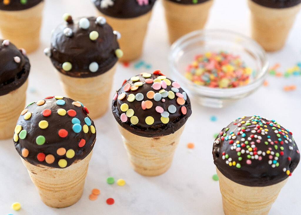 Muffins en vasitos de helado para fiestas infantiles