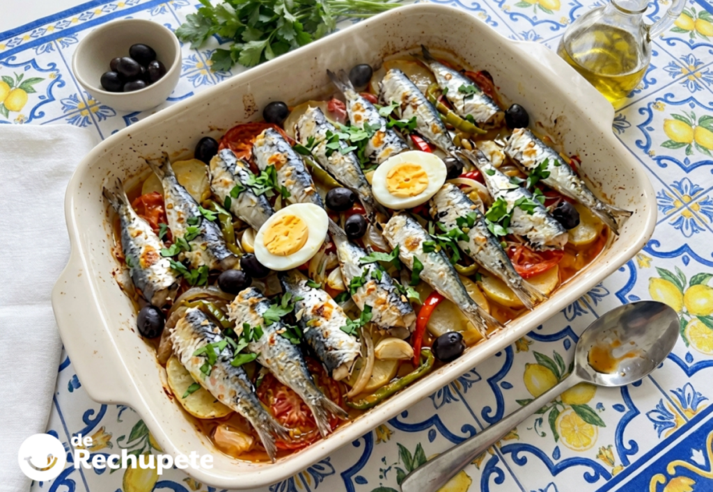 Sardinas al horno con patatas estilo portugués