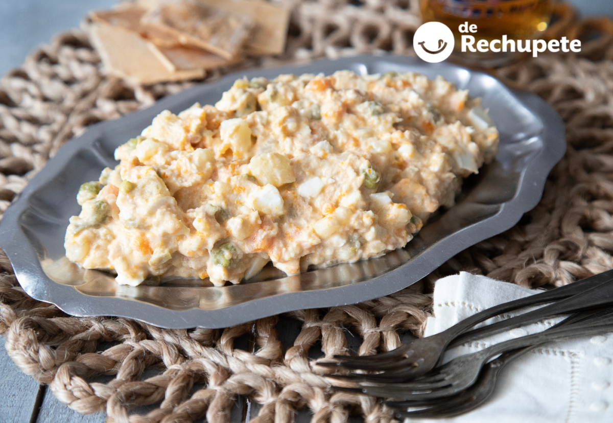 Ensaladilla rusa rápida en olla exprés con mayonesa casera