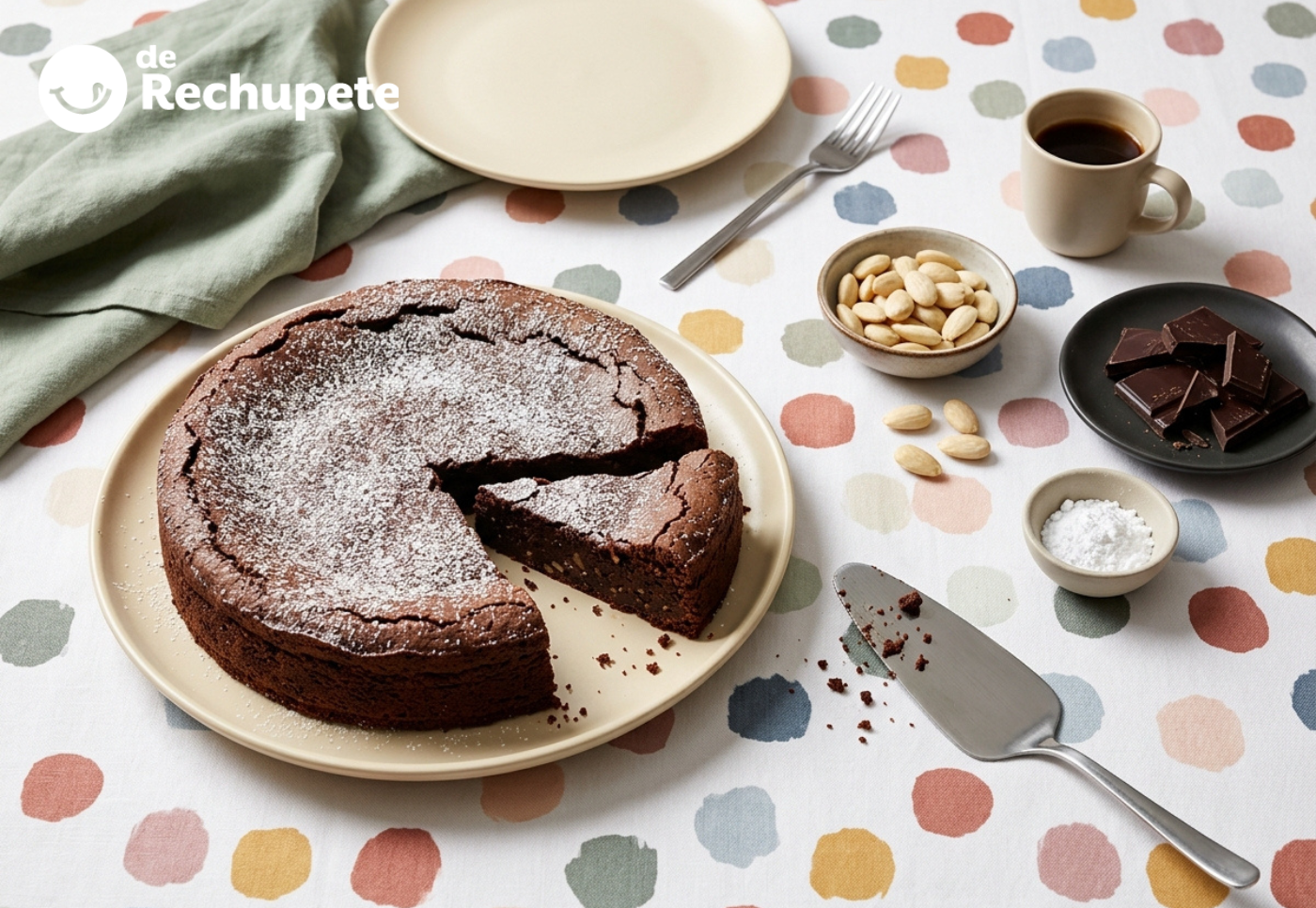 Torta caprese: pastel húmedo de chocolate y almendra